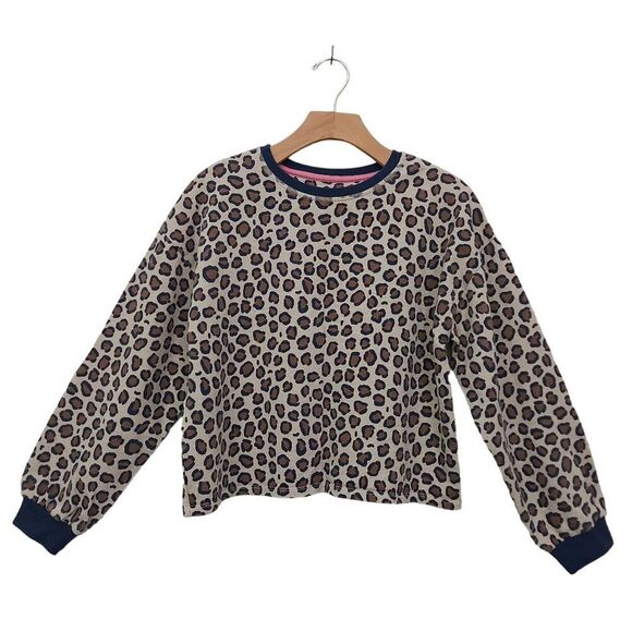 Boden Terry Sweatshirt Youth 13/14  Brown Pullover Animal Print 100% Cotton - Picture 1 of 11